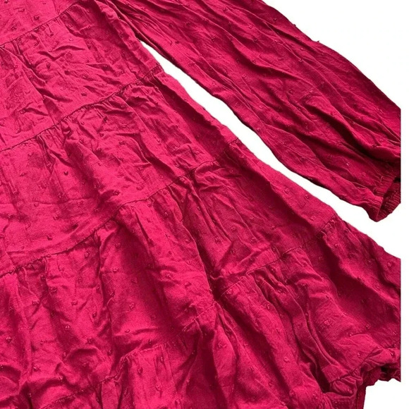 Mi Ami Red Tiered Mini Boho Swiss Dot Swing Dress XS - Picture 2 of 3